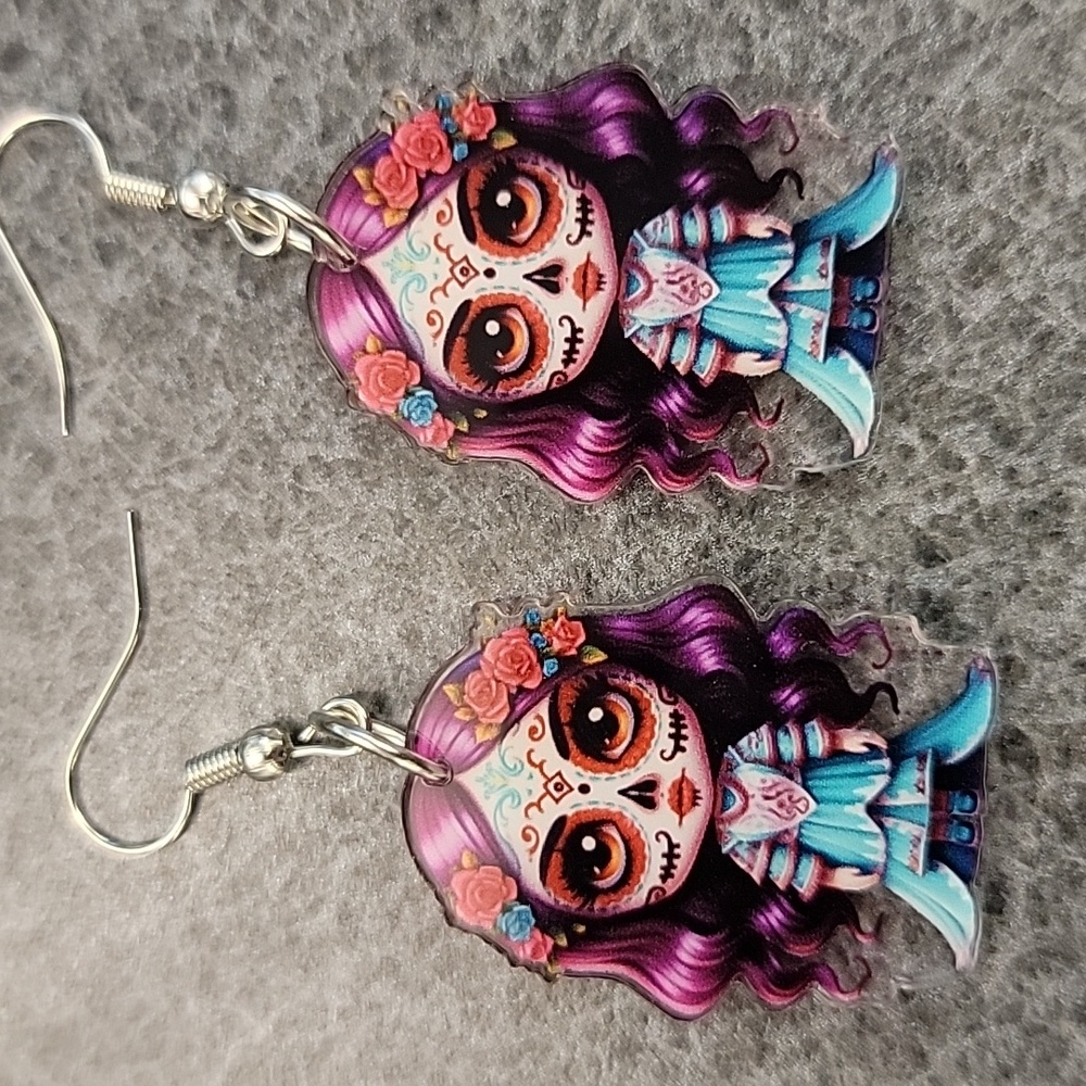 Colorful Sugar Skull Earrings